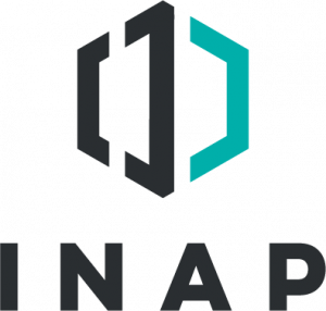 INAP vertical black and teal logo